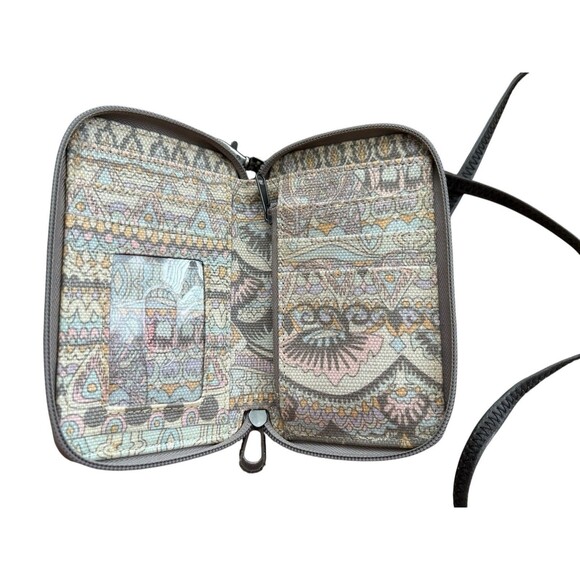 Sakroots Artist Circle Zippered Wallet Crossbody Bag Pastel Coated Canvas - Picture 7 of 10
